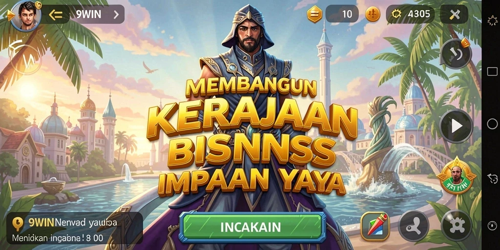 Screenshot utama 9WIN menunjukkan gameplay seru dan strategis dalam mengelola bisnis.