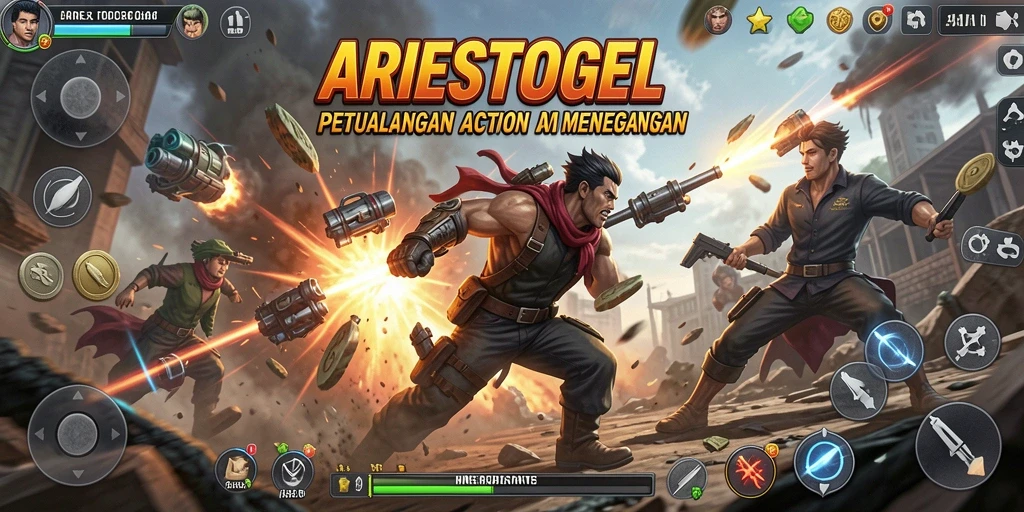 Tangkapan layar gameplay ARIESTOGEL yang penuh aksi.