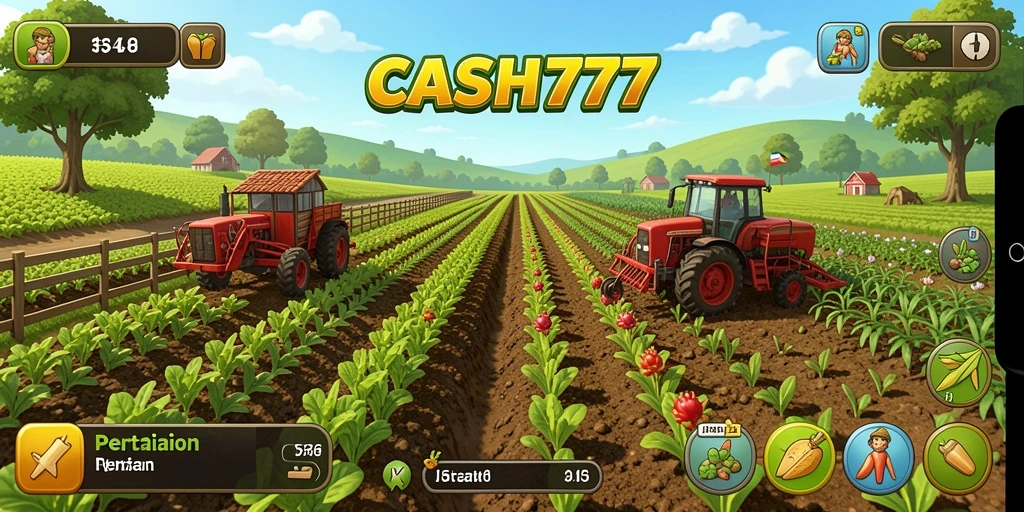 Tampilan gameplay CASH777 yang menakjubkan dengan ladang yang subur.