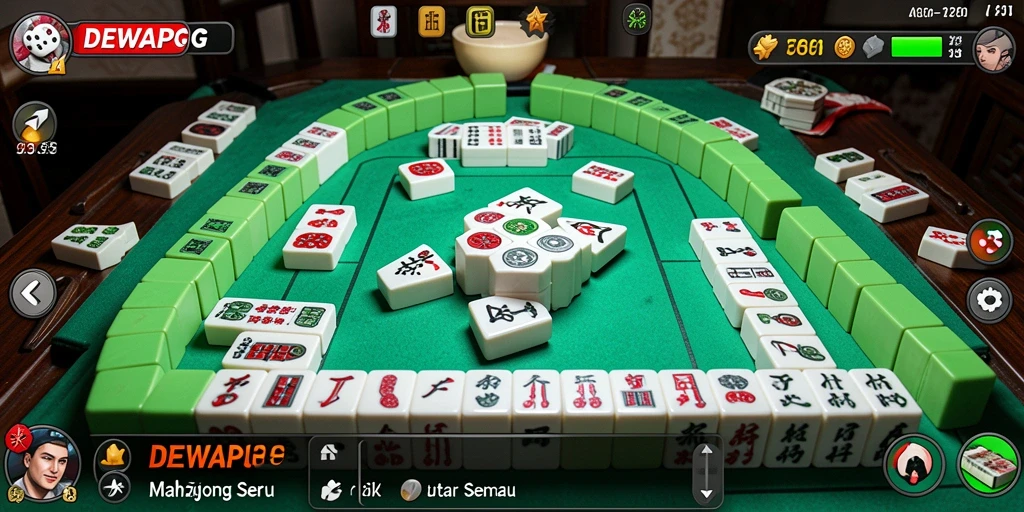 Tampilan gameplay DEWAPG yang mendebarkan dan penuh strategi Mahjong.