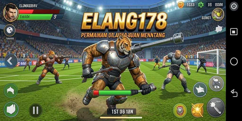 Tangkapan layar utama ELANG178 menampilkan gameplay olahraga yang intens.