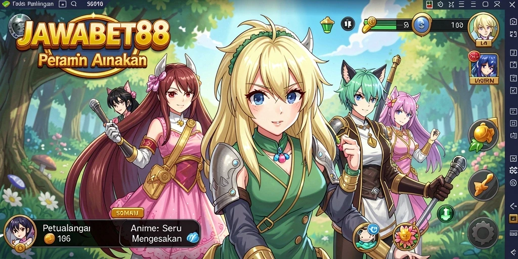 Tampilan gameplay seru dan karakter anime menarik di JAWABET88.