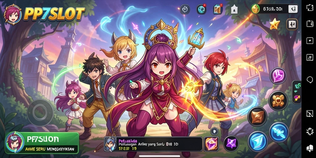 Tampilan gameplay seru dengan karakter anime ikonik.