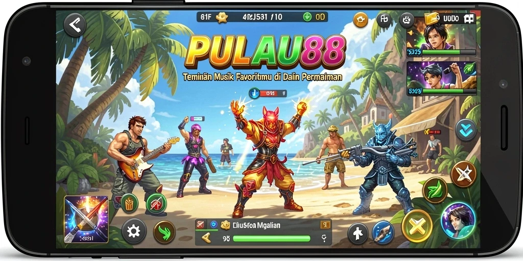 Screenshot gameplay PULAU88 menampilkan antarmuka interaktif yang ceria.