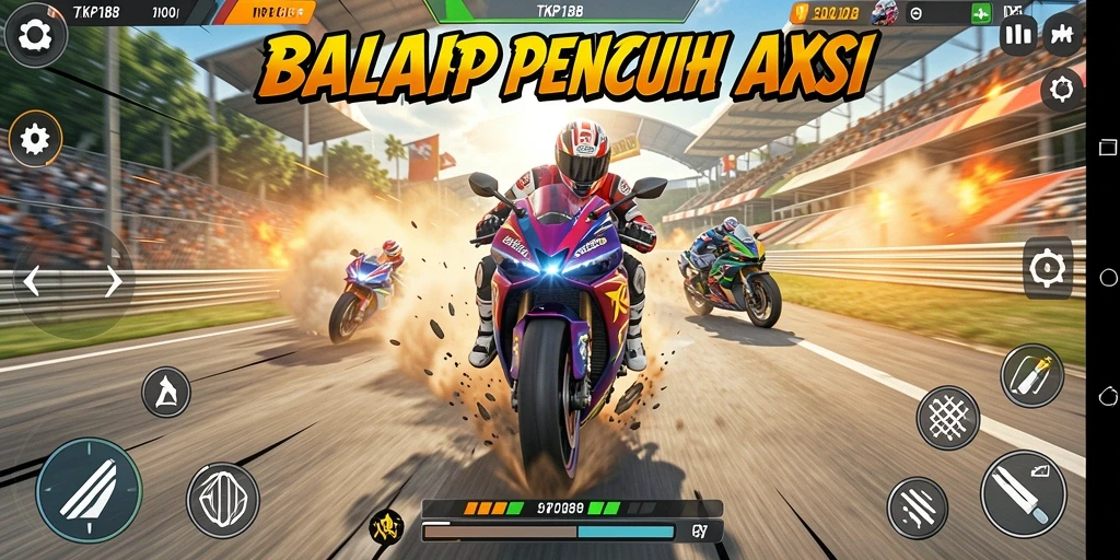 Gameplay mendebarkan di trek balap motor.